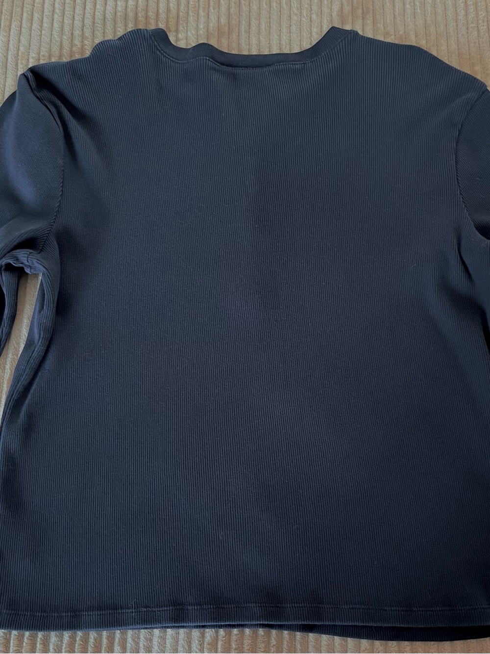 Lauren Ralph Lauren Black Ribbed Cotton Henley Long Sleeve Top XL - Picture 5 of 8
